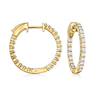 Ross-Simons Lab-Grown Diamond Inside-Outside Hoop Earrings in 18kt Gold Over Sterling