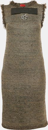 Lanvin Black/grey Lurex Knit Bow Detail Mini Dress