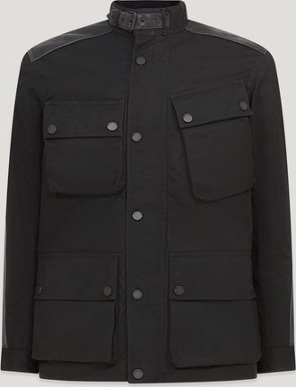 Belstaff Trackmaster Motorcycle Jacket Mens Waxed Cotton Black Size 2XL