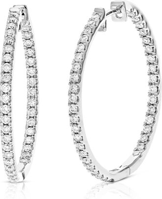 Vir Jewels 1 cttw Lab Grown Diamond Hoop Earrings in Sterling Silver With Hidden Post For Women