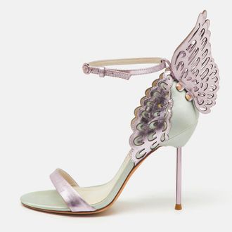 Sophia Webster Mint Green/lilac Satin And Leather Evangeline Ankle Strap Sandals