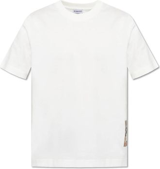 Burberry T-shirt met logopatch - Heren - T-shirts - Wit - XS - Katoen - Tops