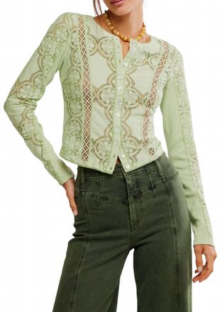 Free People Jae Knit Long Sleeve Top In Fresh Green