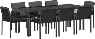 vidaXL Conjunto De Comedor De Jard&iacute;n 25 Uds. Negro Rat&aacute;n Sint&eacute;tico Vidaxl