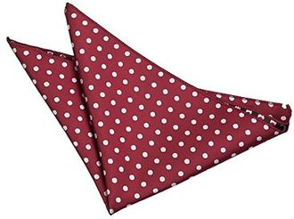 DQT Woven Polka Dot Classic Patterned Fashion Casual Pocket Square Handkerchief - Burgundy