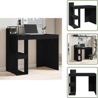 vidaXL Scrivania salvaspazio - vidaXL Scrivania Ufficio Nera 103,5x56,5x94 cm in Legno Multistrato - Scrivania con scaffali