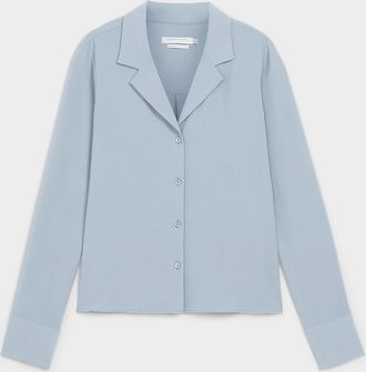 Contemporaine Womens Flowy notch-collar shirt