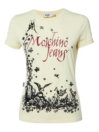 Moschino embroidered-logo T-shirt - Yellow
