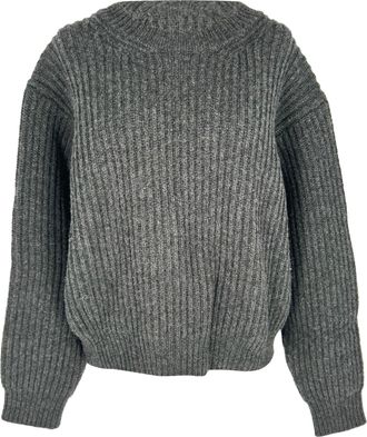 Acne Studios Boxy Rib-Knit Sweater in Grey Wool