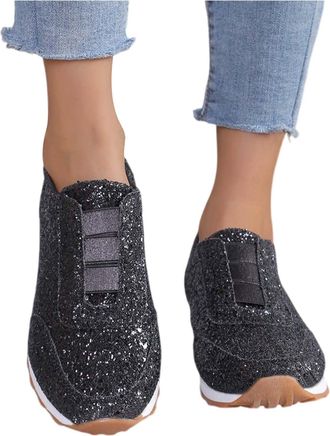 Generic Light Sandals Women Sequin Trainers Womens Flat Low Glitter Shoes Comfortable Breathable Sports Shoes Trainers Outdoor Running Shoes Casual Shoe Women