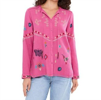 Johnny Was Paulina Josiy Shirt In Cerise