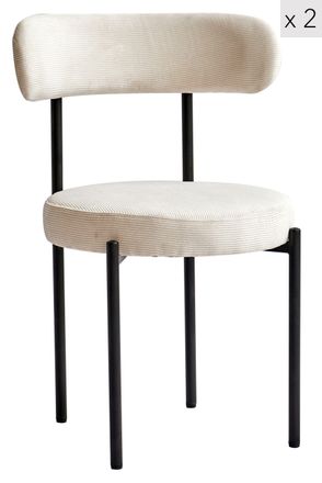 Nordlys Set of 2 Scandinavian Metal Dining Room Chairs in Cream