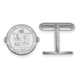 Diamond2Deal Sterling Silver Rhodium-plated Virginia Tech Crest Cuff Links