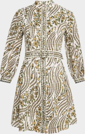 Veronica Beard Nolan Floral Long-Sleeve Mini Dress