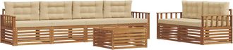vidaXL Conjunto De Sof&aacute;s De Exterior 7 Uds. Natural Y Beige Vidaxl