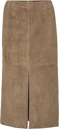 Rotate Gonna midi con spacco - Marrone