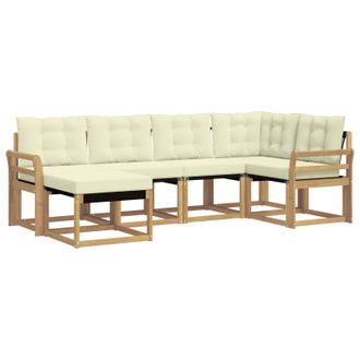 vidaXL Conjunto De Sof&aacute;s De Exterior Con Coj&iacute;n 6 Pcs Blanco Y Crema Vidaxl
