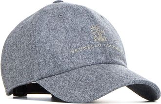 Brunello Cucinelli Mens Baseball Cap Wool Grey Virgin Hat