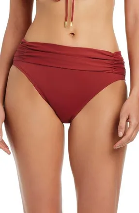 Bleu Rod Beattie Shirred Hipster Bikini Bottoms in Barcelona Red at Nordstrom, Size 14
