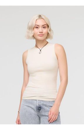 Duer Ribbed Pima High Neck Tank in Ecru at Nordstrom, Size X-Small