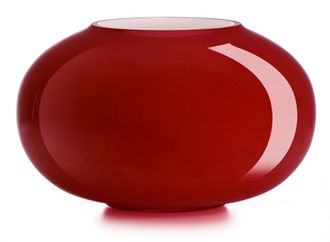 IVV pandora vase h-18 diam 30 cm t/f encased external red internal milk white