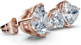 Pompeii3 3Ct Heart Cut Toi et Moi Diamond Earrings 14k Gold Lab Grown