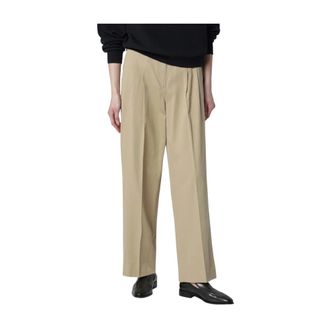 Dunst Wide Trousers, female, Beige, Size: M Double Pleated Chino Slacks
