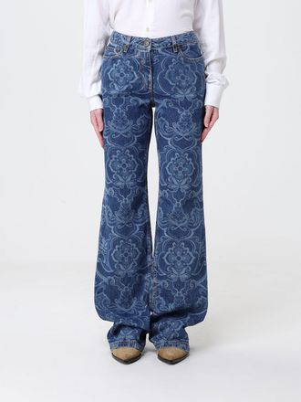 Etro Jeans a zampa in denim di cotone con stampa Paisley
