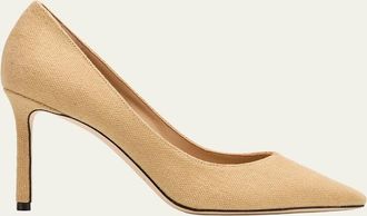 Jimmy Choo London 85mm Romy Raffia Pointed-Toe Pumps