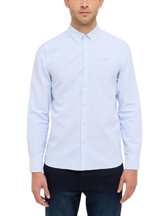 Mustang Langarmhemd MUSTANG Edinburg, Herren, Gr. XXL, N-Gr, blau (blau stripe), Obermaterial: 100% Baumwolle, unifarben, regular fit Po-bedeckend, Manschette