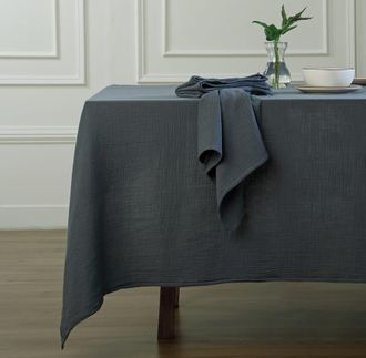 Febronie Mantel algod&oacute;n 150x350 azul tormenta