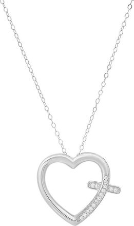 Queen Jewels Cubic Zirconia Heart Cross Pendant Necklace in Silver at Nordstrom Rack