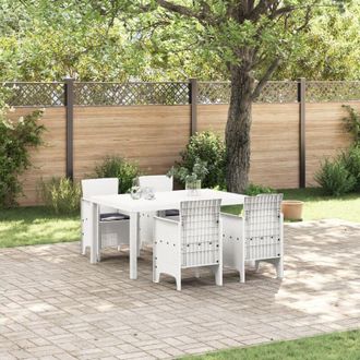 vidaXL Set da Pranzo per Giardino 5 pcs Bianco Rattan Polt - Vidaxl