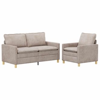 vidaXL Juego De Sof&aacute; 2 Uds. Beige Poli&eacute;ster Vidaxl