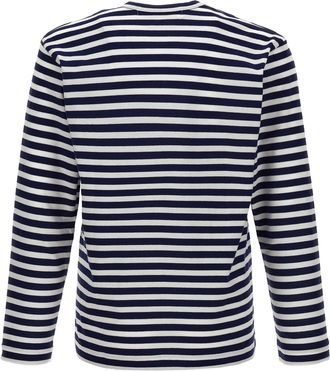 Comme Des Gar&ccedil;ons Logo-Patch Striped T-Shirt - Navy