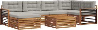 vidaXL Conjunto De Sof&aacute;s De Exterior 7 Uds. Gris Natural Y Claro Vidaxl