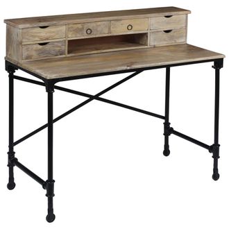 vidaXL Escritorio De Madera Maciza De Mango Y Acero 110x50x96 Cm Vidaxl