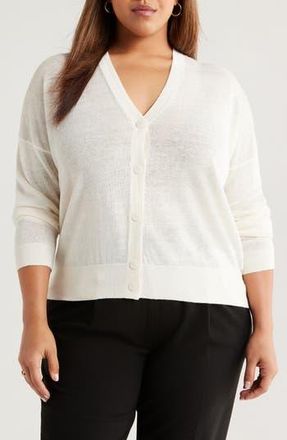 Nordstrom Linen Blend Cardigan in Ivory Tofu at Nordstrom Rack, Size 2X