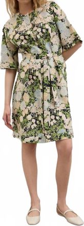 ottod'Ame Short Cotton Dress In Navy With Pink And Green Floral Print