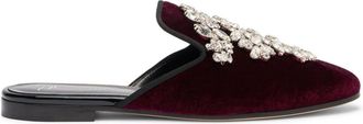 Giuseppe Zanotti Elsa crystal velvet mules - women - Fabric/Leather - 37.5 - Red