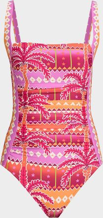 Johnny Was Marilyn Printed Ruched One-Piece Swimsuit