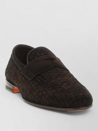 Santoni carlo loafers round toe suede weave
