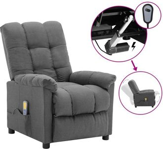 vidaXL Poltrona Massaggiante Elettrica Grigio Chiaro in Tessuto - Vidaxl