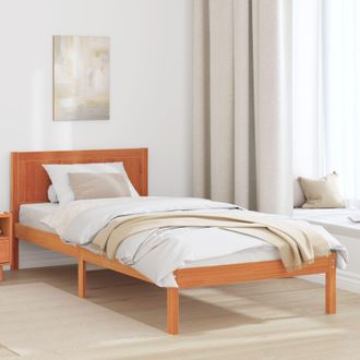 Berkfield Home Wax Brown Bed Frame Wax brown Solid Pine wood Single Durable