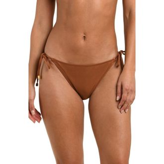 L'agence Britt Shimmer String Bikini Bottoms in Bronze at Nordstrom, Size X-Small
