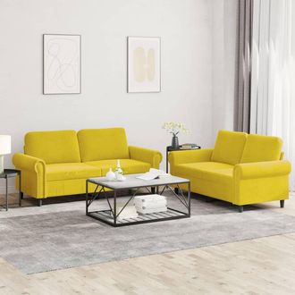 vidaXL Vidaxl - Juego De Sof&aacute;s Con Cojines 2 Piezas Terciopelo Amarillo
