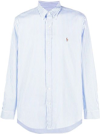 Polo Ralph Lauren embroidered-pony striped shirt - men - Cotton/Spandex/Elastane - M - Blue