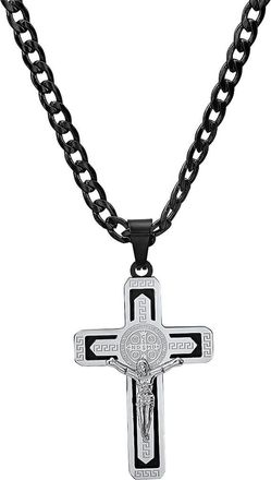 HMY Jewelry Crucifix Pendant Necklace in Silver/Black at Nordstrom Rack