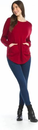 Papillon Sweater Tunic With Rounded Hem And Pockets In Burgundy