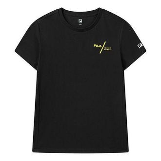Fila Athletics Series Alphabet Printing Round Neck Pullover Short Sleeve Black A11M021107G-BK